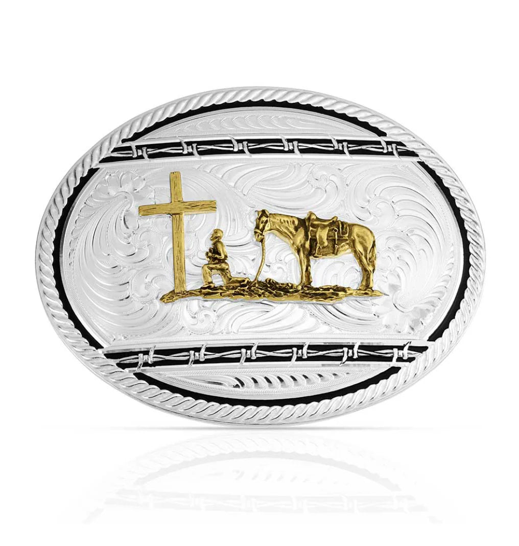 Montana Silversmiths Relentless Buckle With Christian Cowboy 56300-731