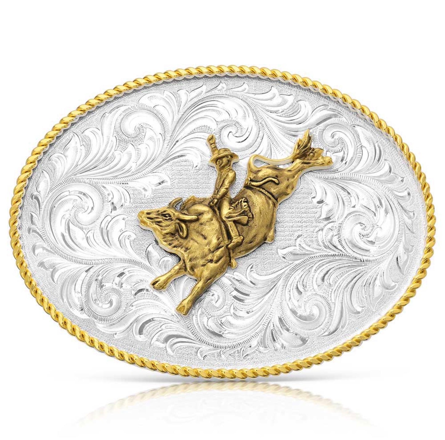 Montana Silversmiths Classic Western Two-Tone Buckle With Bull Rider 1255-528