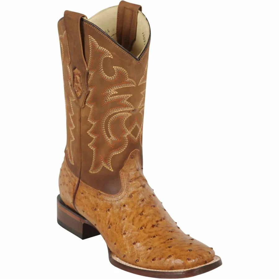 Los Altos Ostrich Amber Leather Sole Square Toe