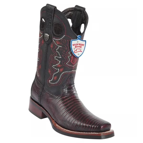 Wild West Boots Lizard Teju Rodeo Boot Black Cherry