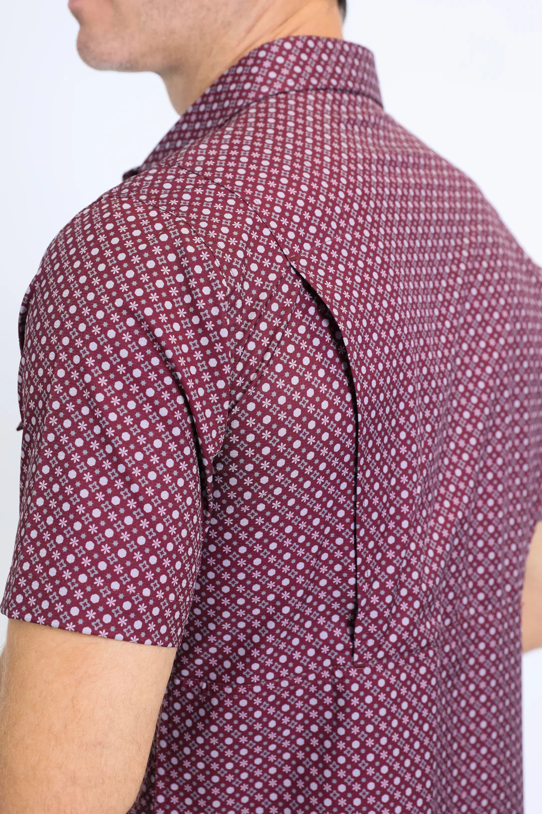Platini Mens Performance Western SS Aztec Print Burgundy Shirt PGW10641