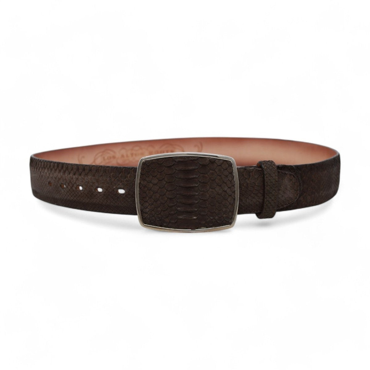 Los Altos Cowboy Belt Python Nobuck Brown