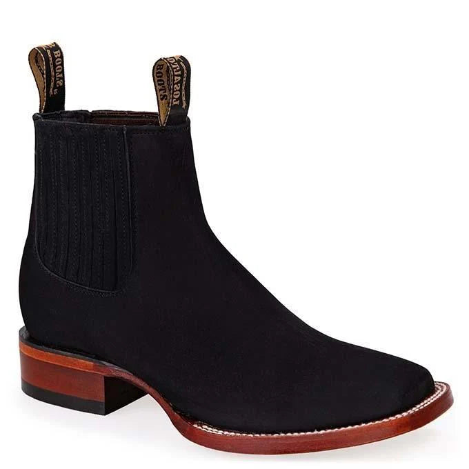Los Altos Nobuck Black Leather Sole Square Toe