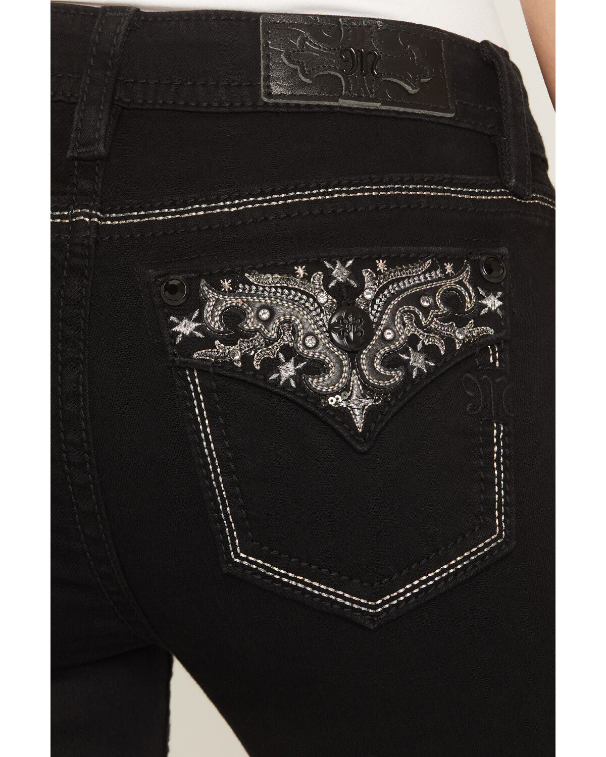 Miss Me Women's Mid Rise Embroidered Pocket 32" Bootcut Jeans M9590BV