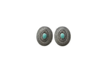 West&Co Oval Concho Turquoise Accent Earrings