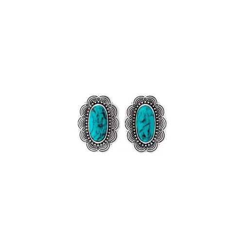 West&Co Turquoise Flower Post Earrings