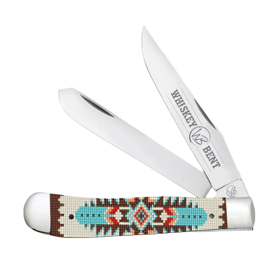 Whiskey Bent Bead Trapper Turquoise Double Blade Pocket Knife WB11-01