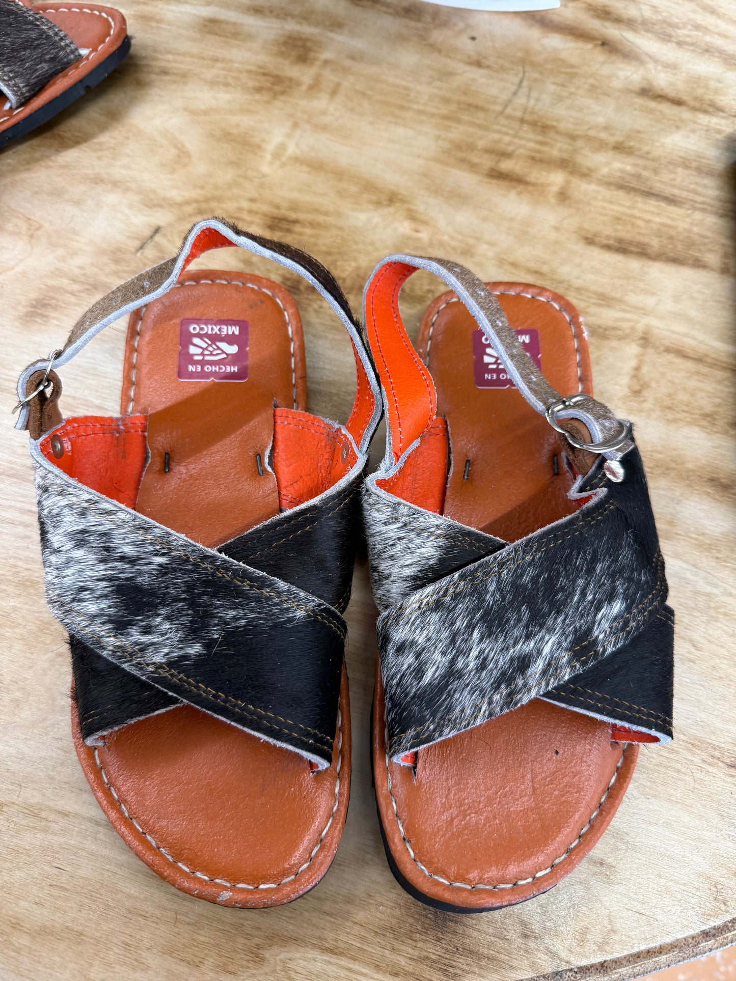 Mexican Men’s 2 Strap Leather Cowhair Sandals