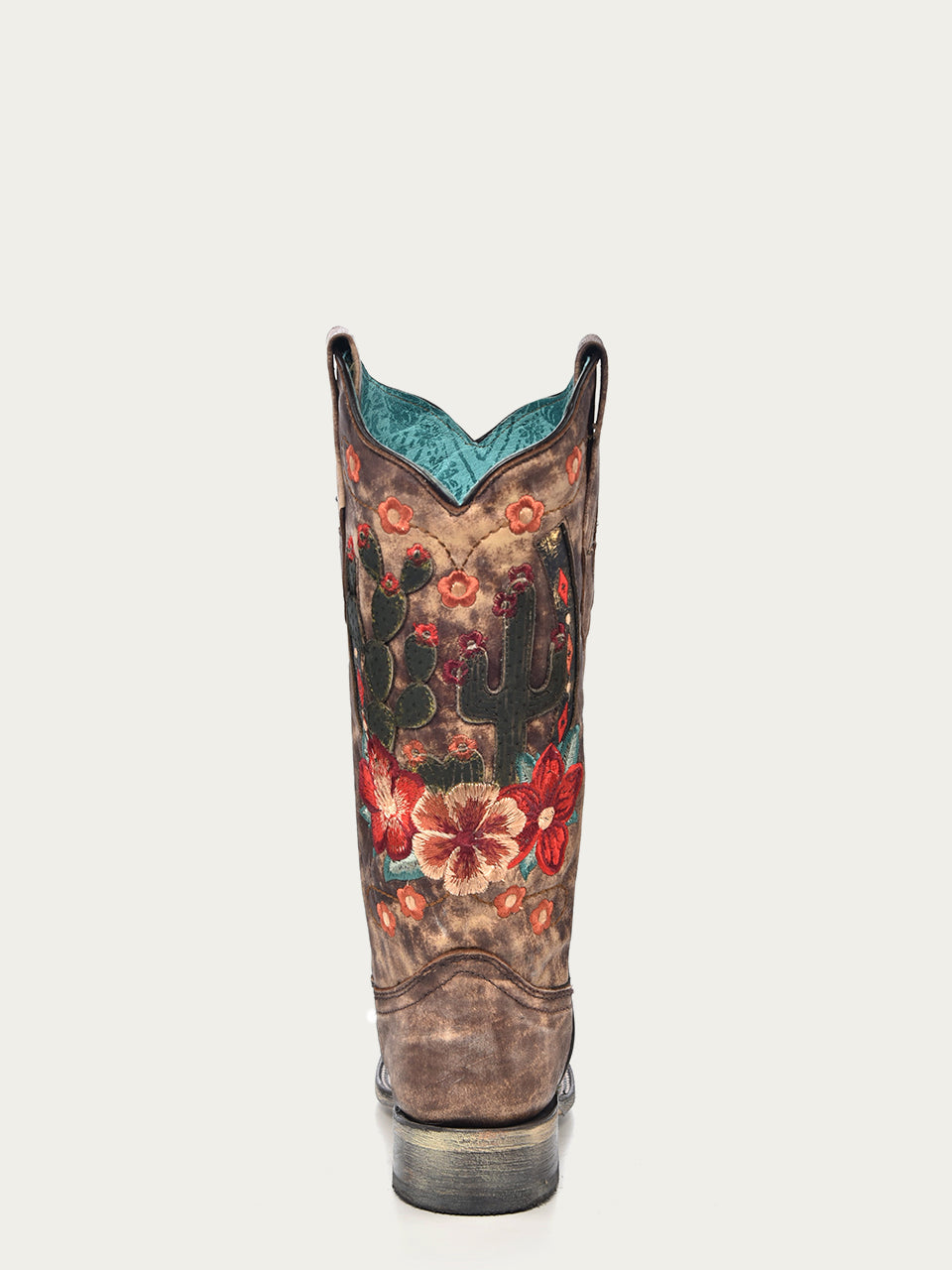 Corral Women’s Floral Cactus Horseshoe Embroidery Taupe Square Toe