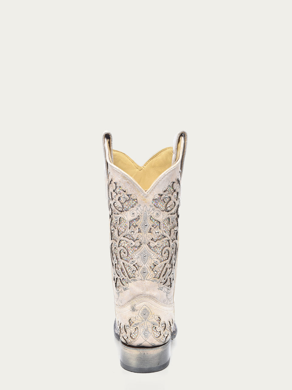 Corral Women’s White Glittered Inlay Crystals Square Toe