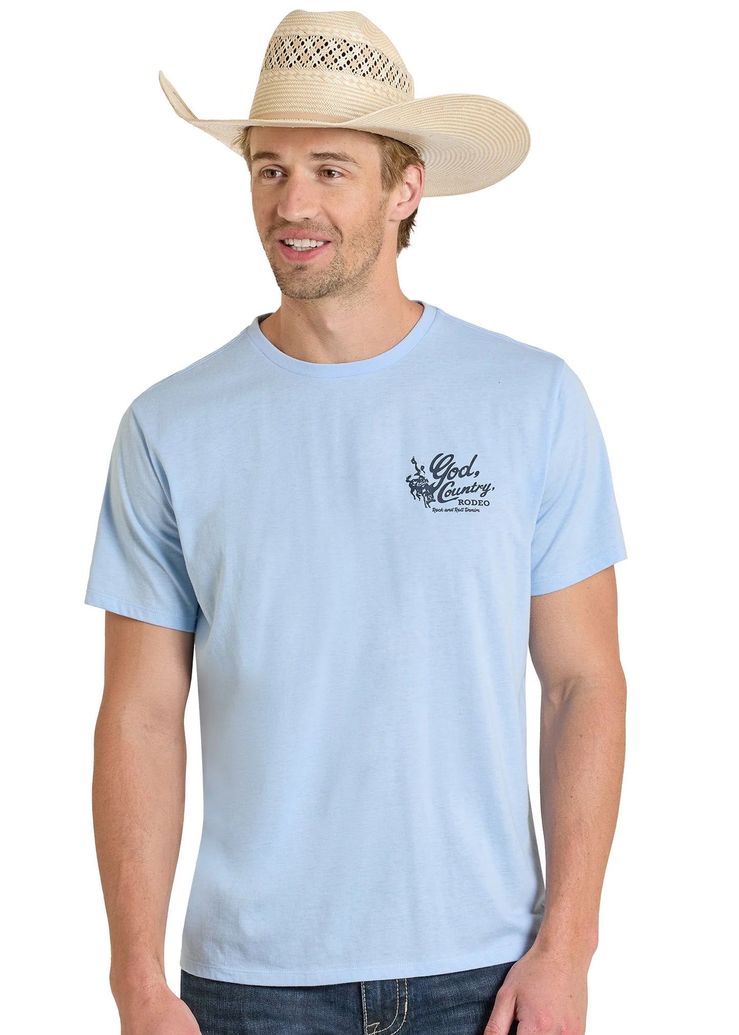Rock&Roll Men’s God, Country, Rodeo Graphic T-Shirt BU21T08598