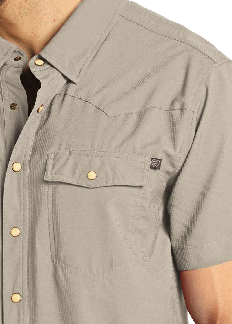 Rock&Roll Tek Western Stretch Tan SS Snap Shirt BMN3S06797