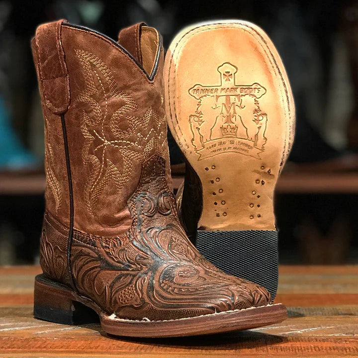 Tanner Mark Kid's Leather Square Toe Boots TMK205043