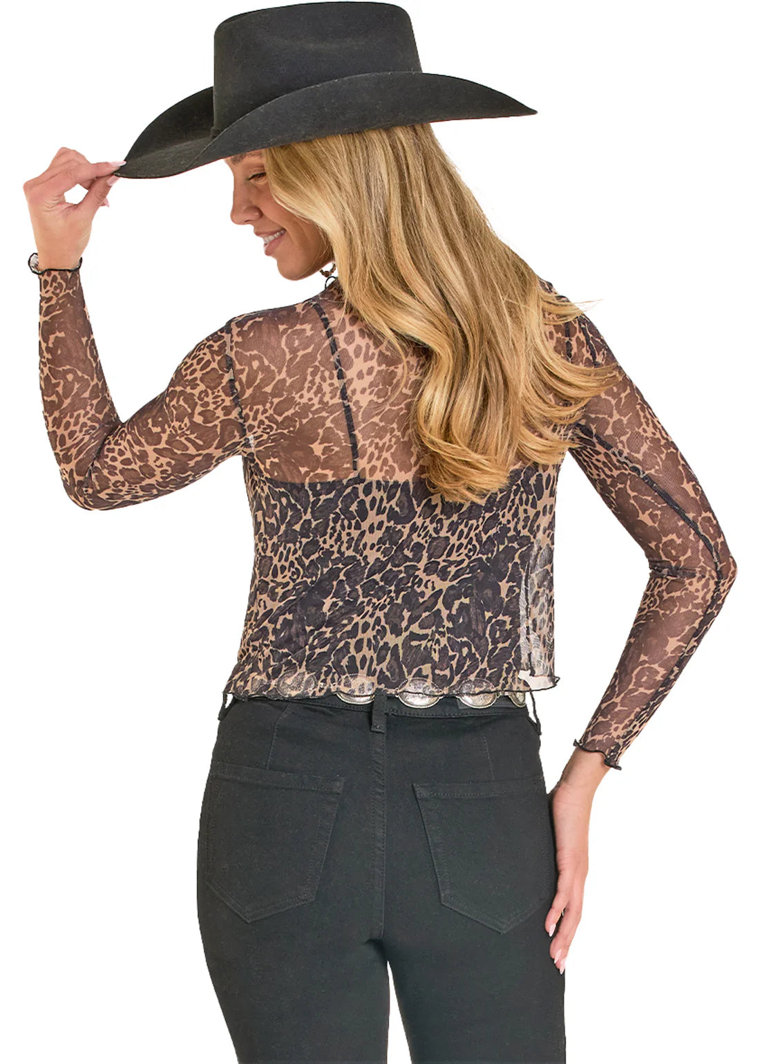 Rock&Roll Leopard Print Mesh Top BW22T07777