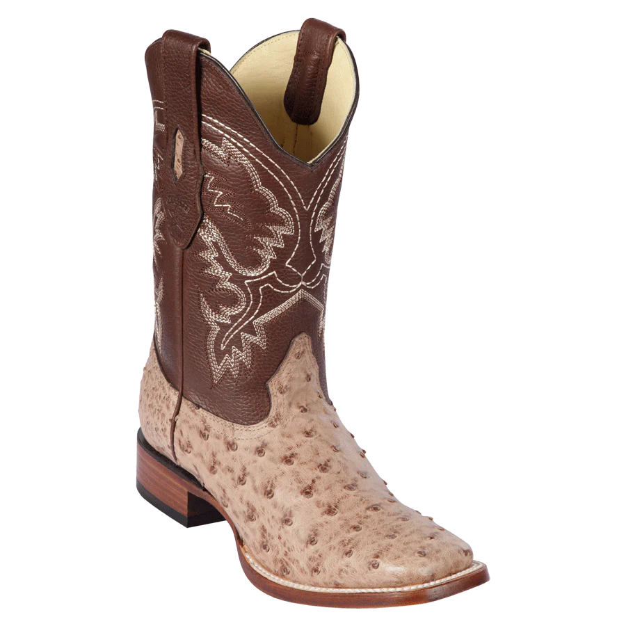 Los Altos Ostrich Mocha Square Toe