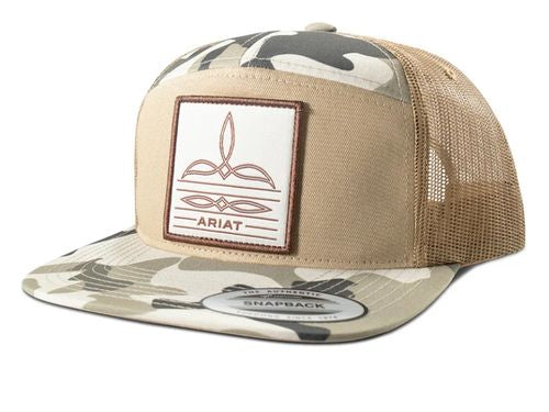 Ariat Mens 7 Panel Camo Boot Stitch Khaki Camo Cap A3000920146