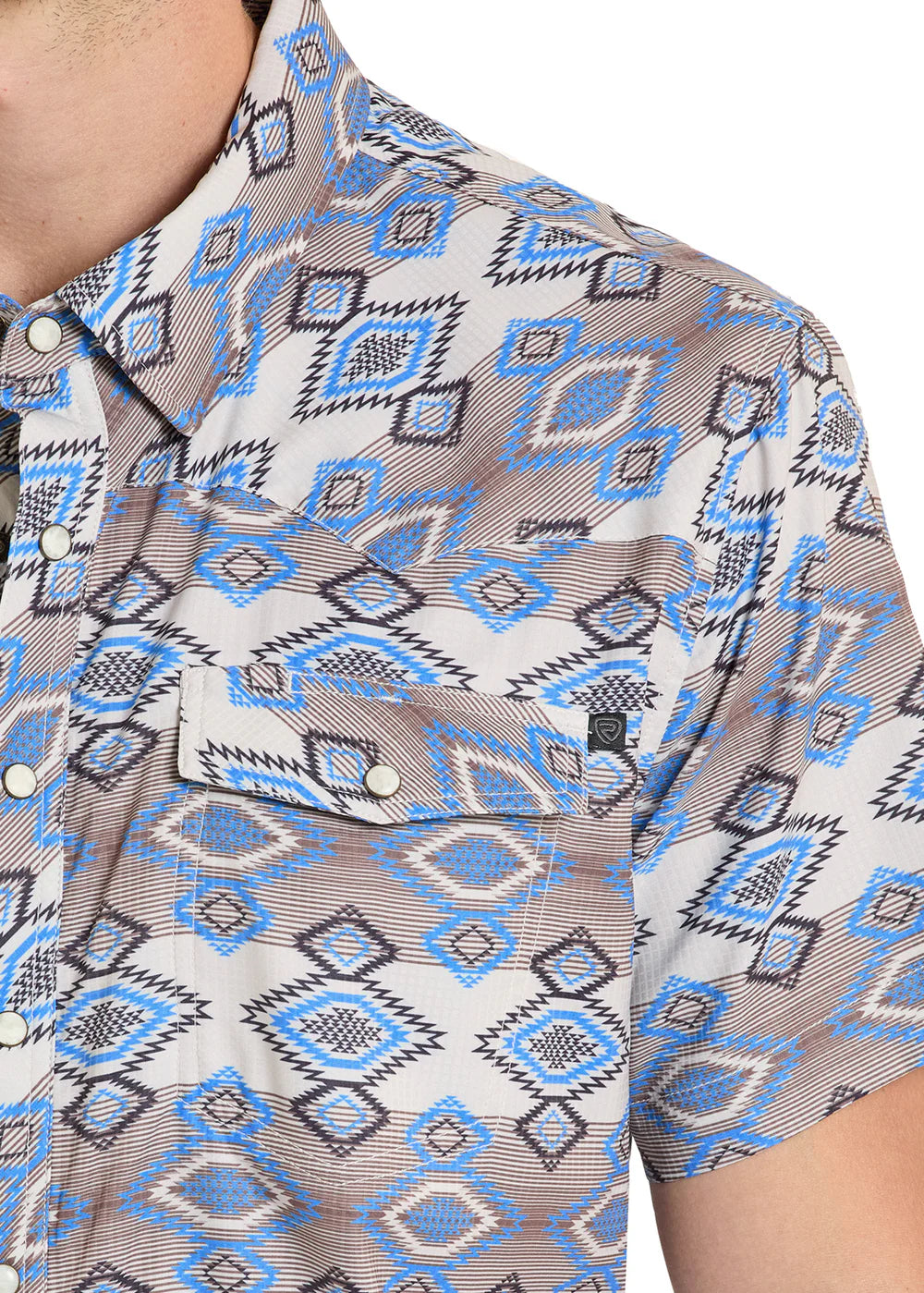 Rock&Roll Aztec Printed Men’s Natural SS Shirt BMN3S08389