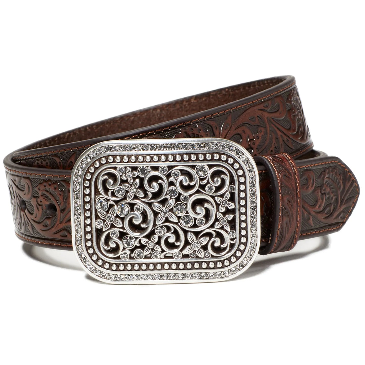 Ariat Ladies Filigree Tooled Dark Brown Leather Belt