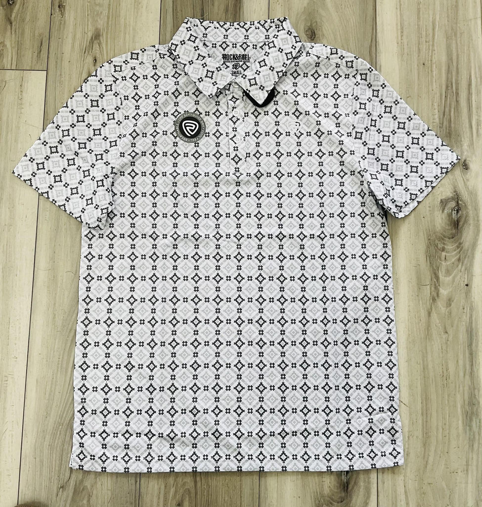 Rock & Roll Men’s Medallion White Printed Polo BM51T08716
