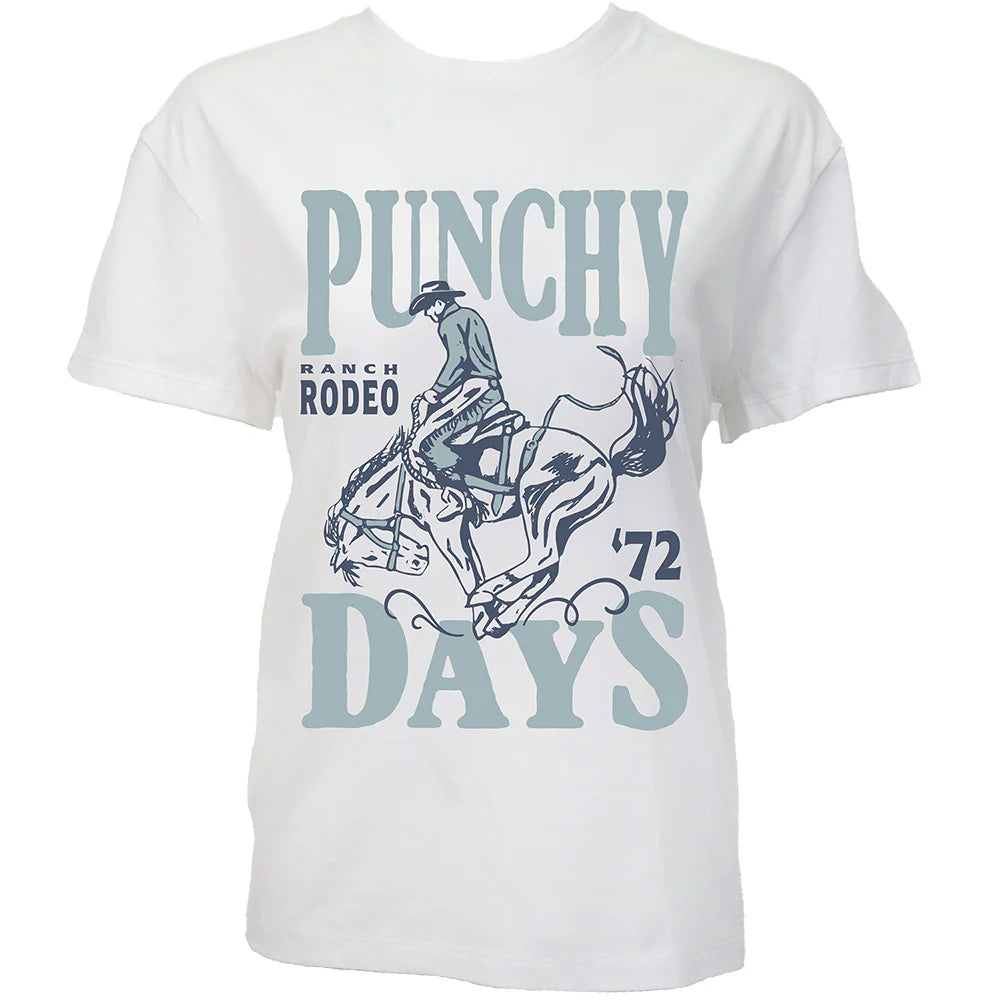 HOOEY "PUNCHY DAYS" LADIES T-SHIRT WHITE W/BLUE LOGO