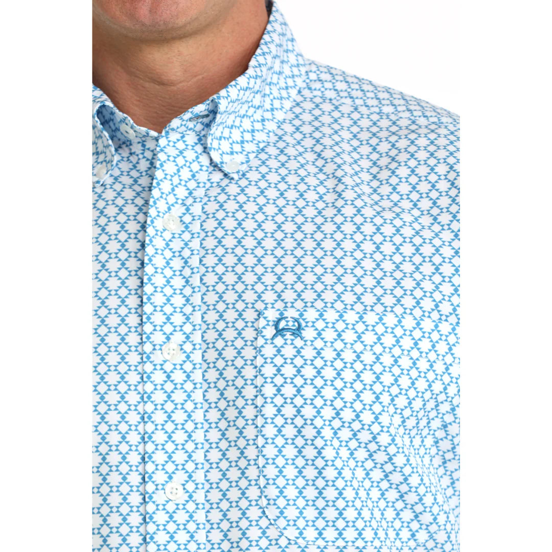 Cinch Men's Blue ArenaFlex Printed Button Down Shirt MTW1704170