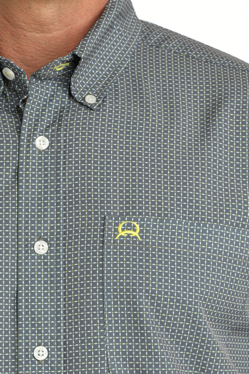 Cinch Men’s ArenaFlex grey Plaid Print SS Shirt MTW1704168