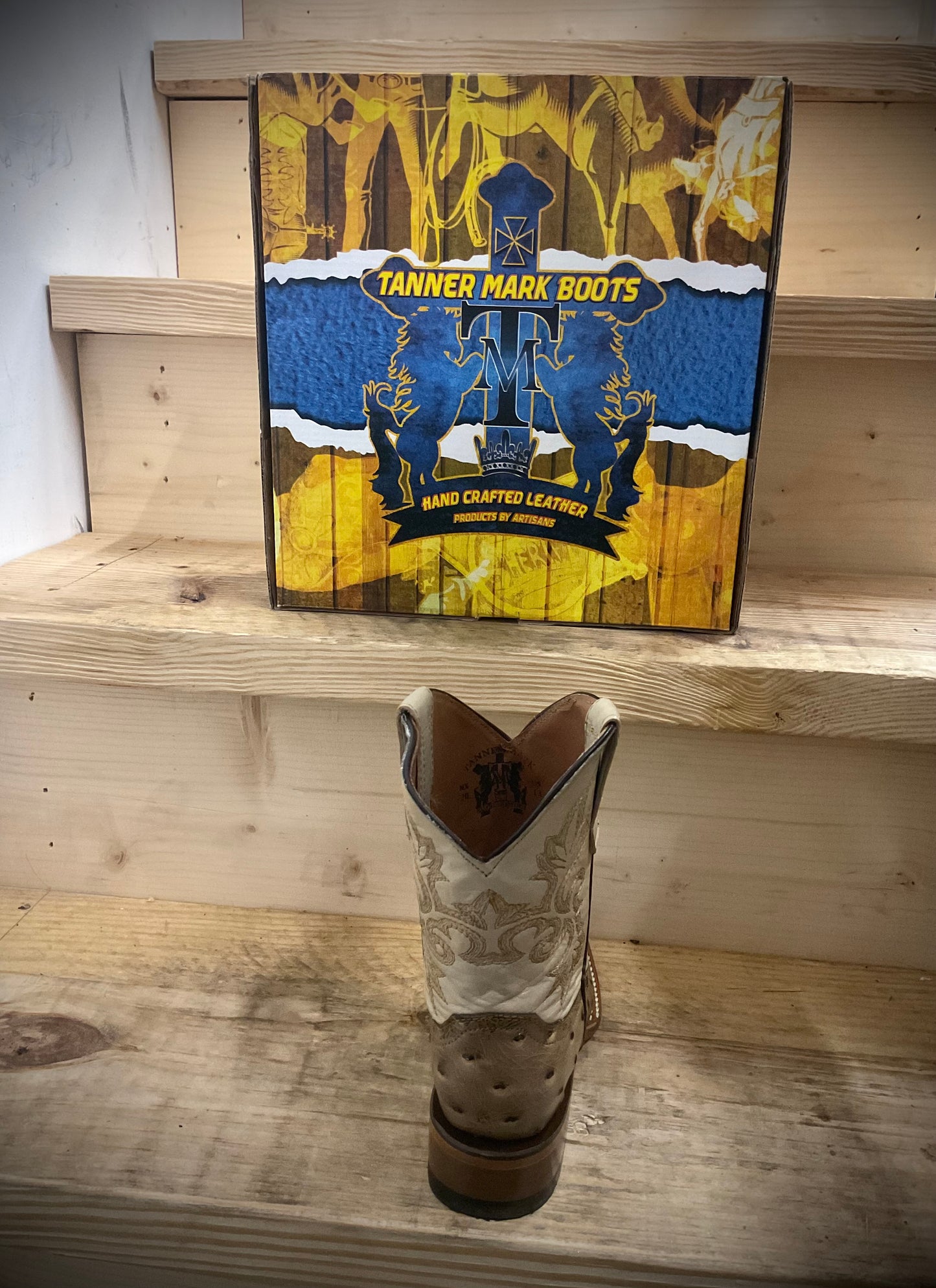 Tanner Mark Kids Boots Ostrich Print