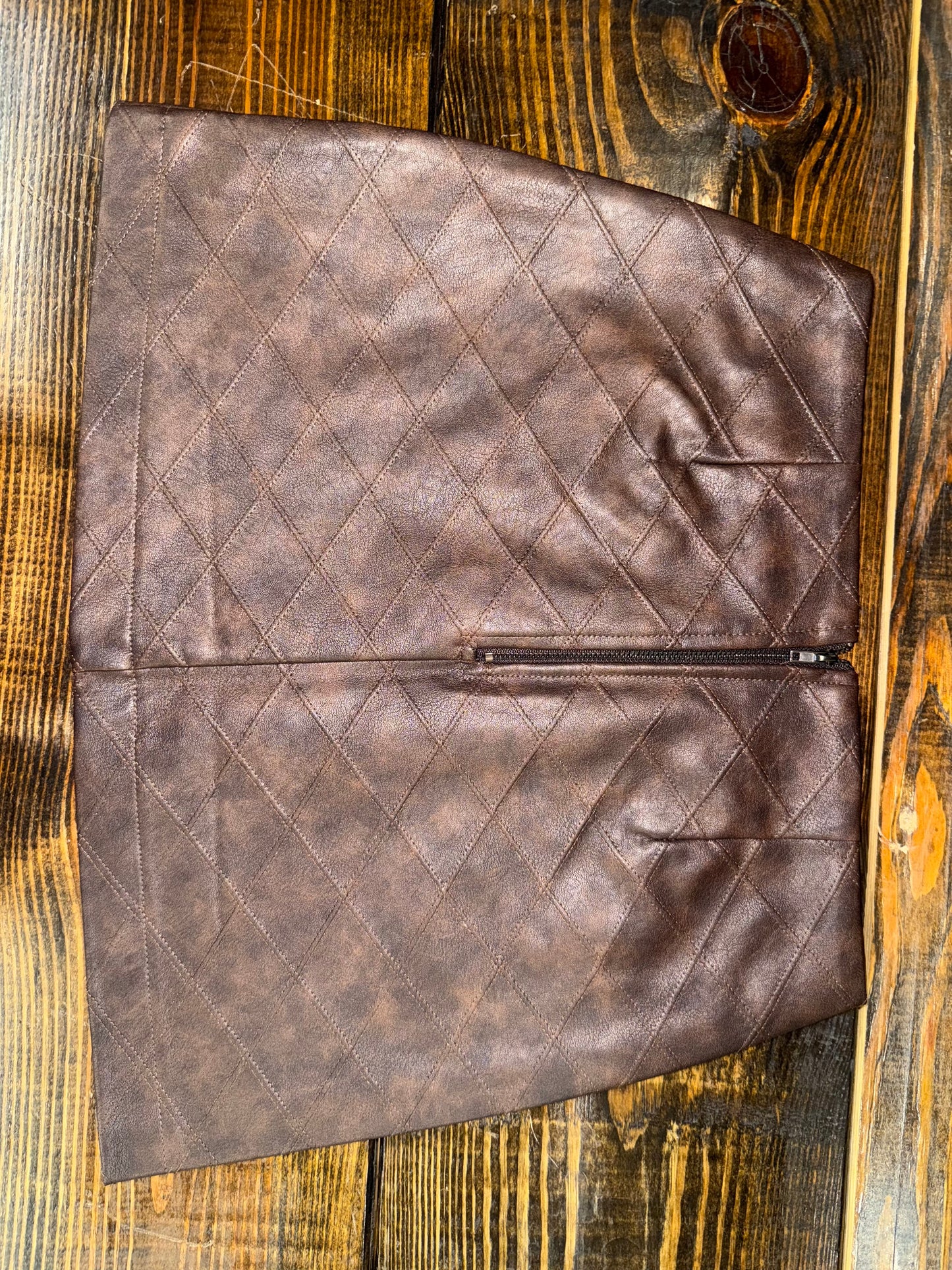 The Workshop By Blu Pepper Diamond Leather Mini Skirt Brown TW2022