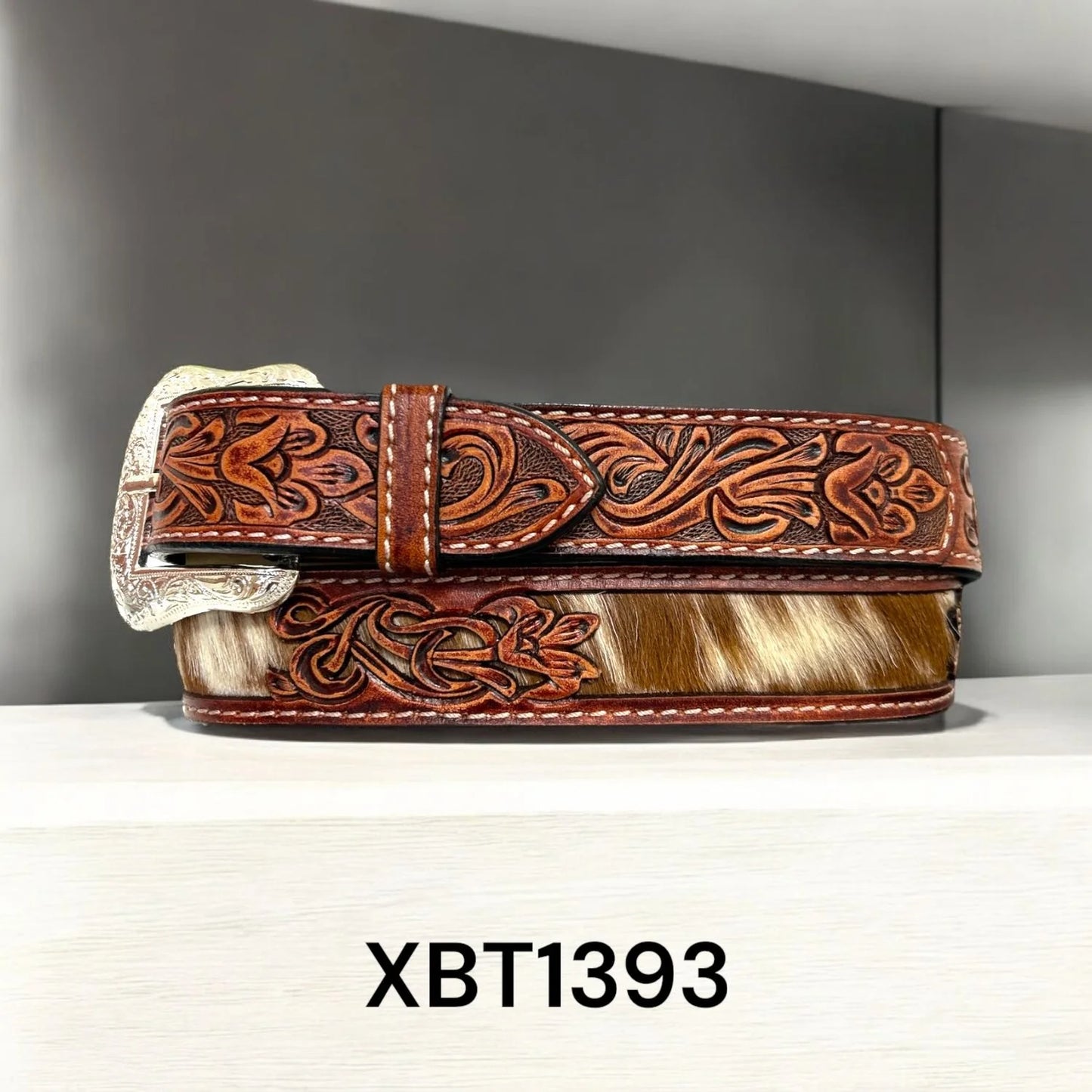 Twisted X Hand Belt W Carving Filigree Cut Hair On Inlay & TT Finish