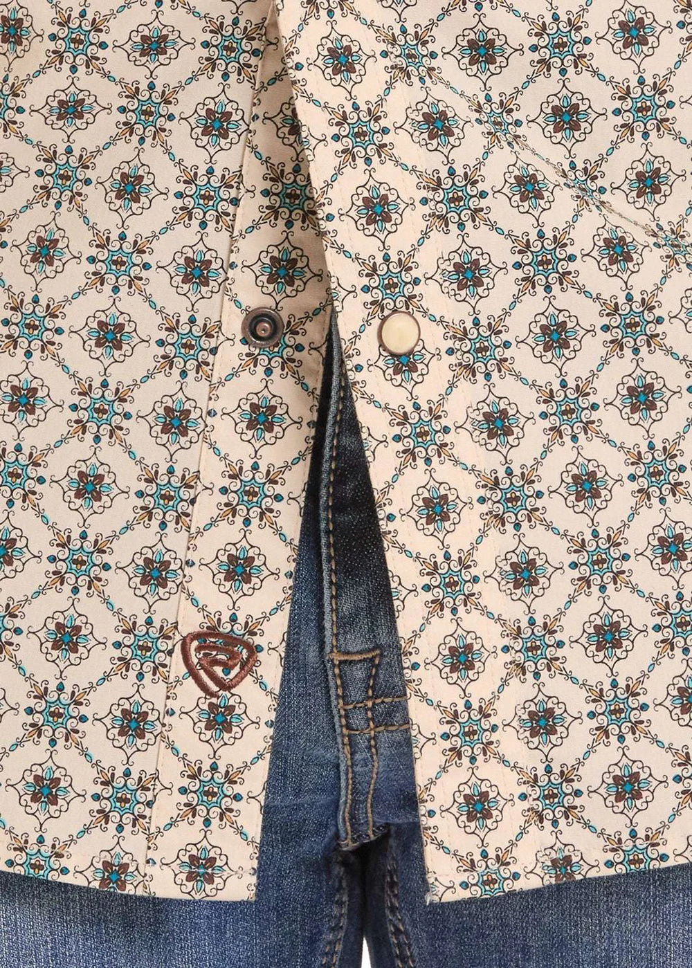 Rock&Roll Men’s Teal Medallion Printed SS BMN3S08648