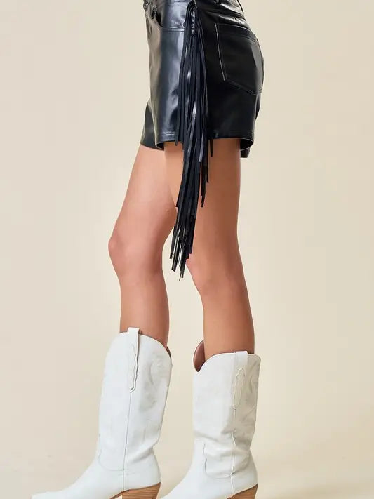 Saints & Hearts Black Long Side Fringe Shorts SIP6312A
