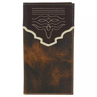 Tony Lama Mens Rodeo Wallet Leather Steer Head Stitch Brown 24025566W5