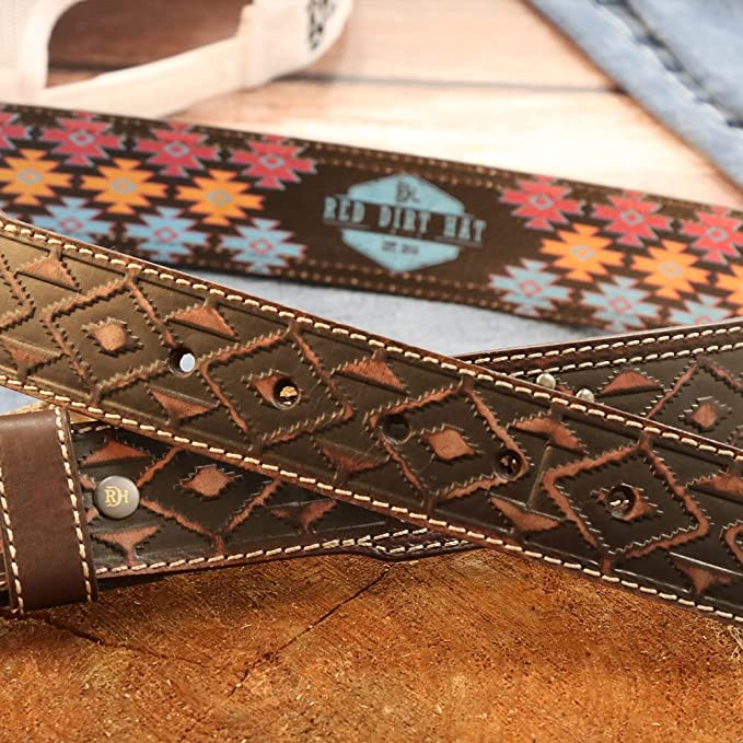 Red Dirt Hat Men's Tapered with Tooling and Studs Belt 23112BE7