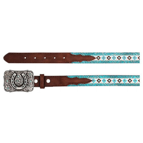 Catchfly Girls Western Turquoise Floral Emboss Belt 2610570254
