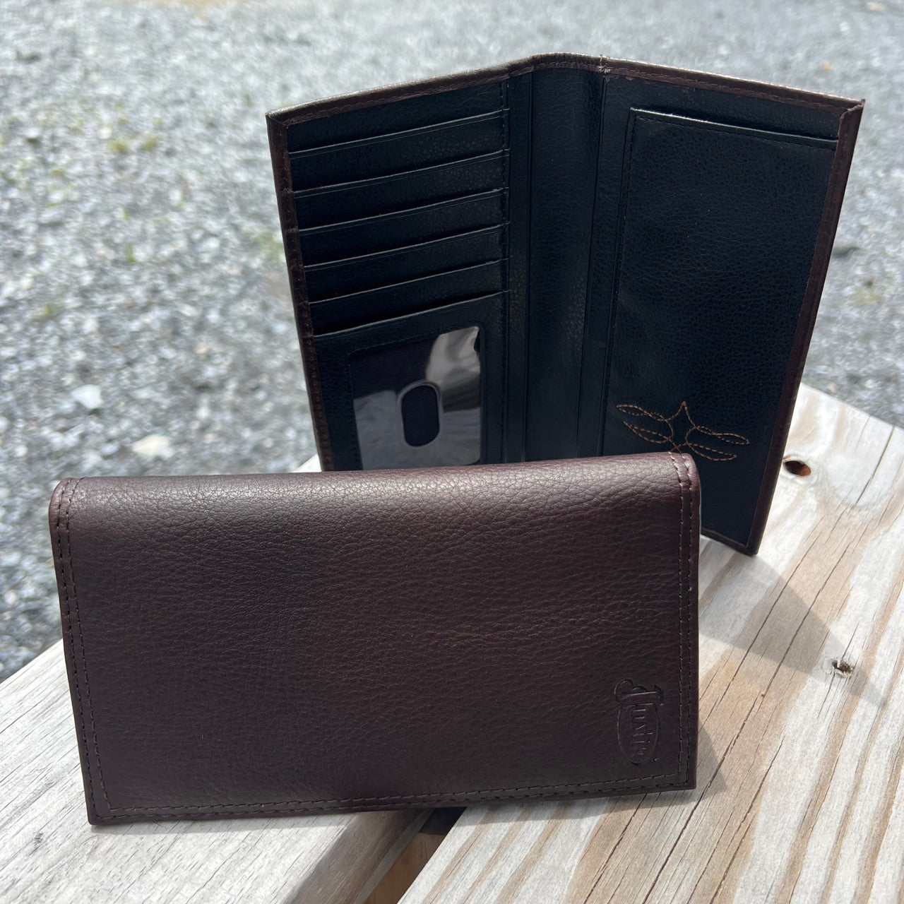 Justin Dark Brown Rugger Leather Rodeo Wallet 2610495664