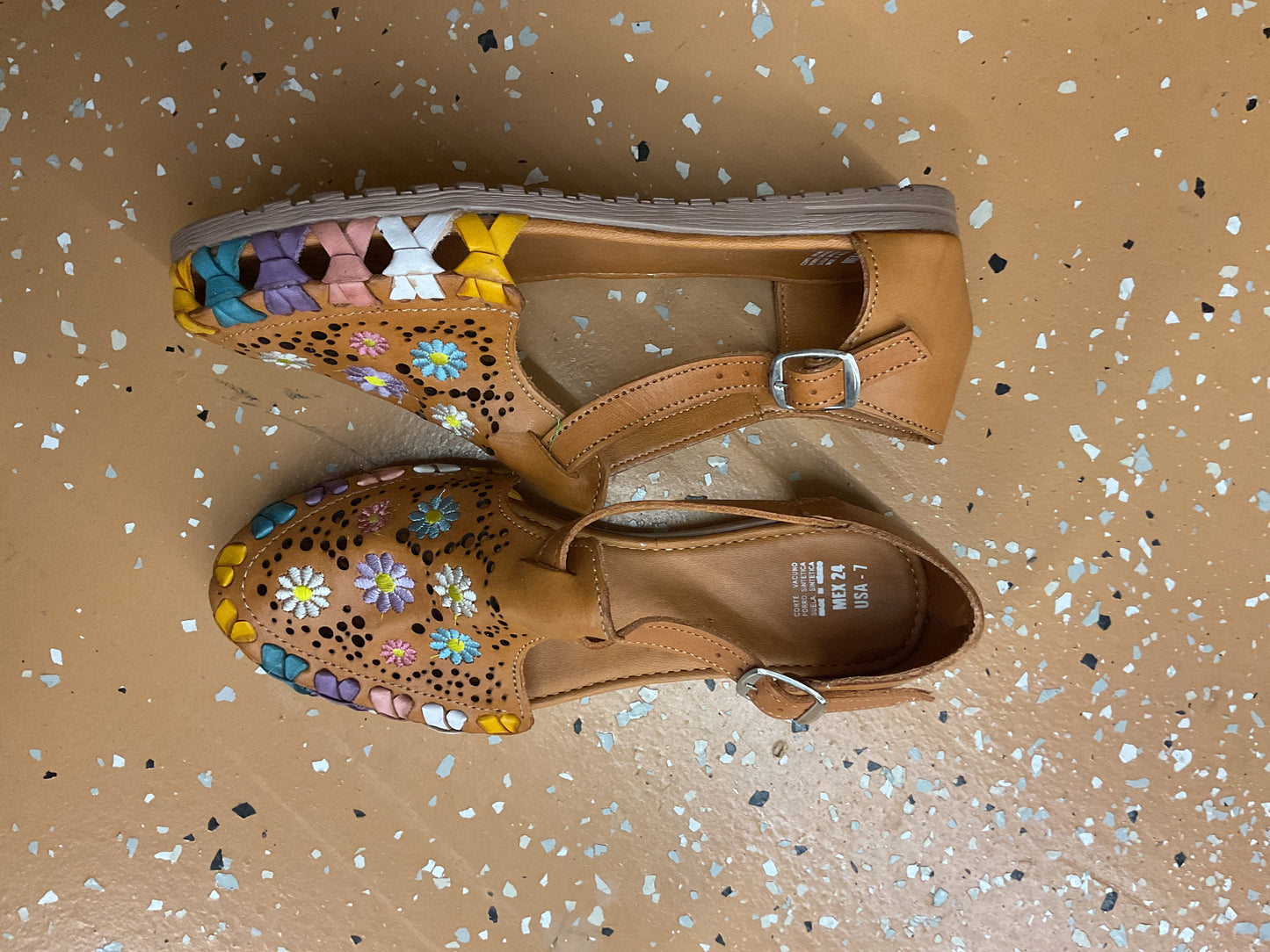 Mexican Leather Floral Colorful Women’s Sandals