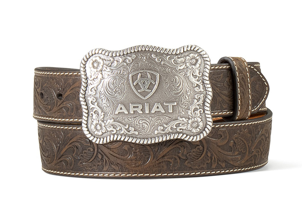 Ariat Men’s Floral Aged Bark Light Brown Belt A1020444