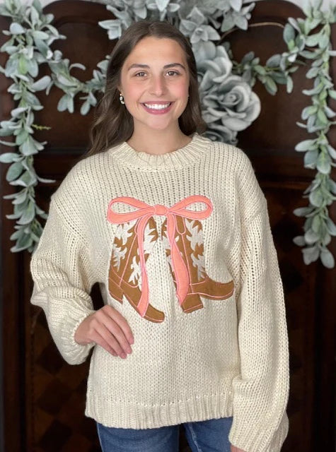 Dear Love Women’s Cowboy Boots Sweater