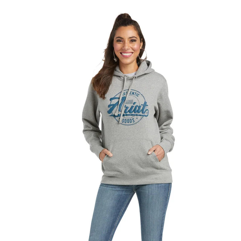 ARIAT GRAPHIC LOGO GREY HOODIE