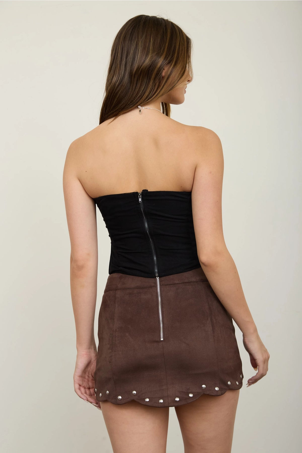 W. Studio Strapless Corset Knit Top TWS1295
