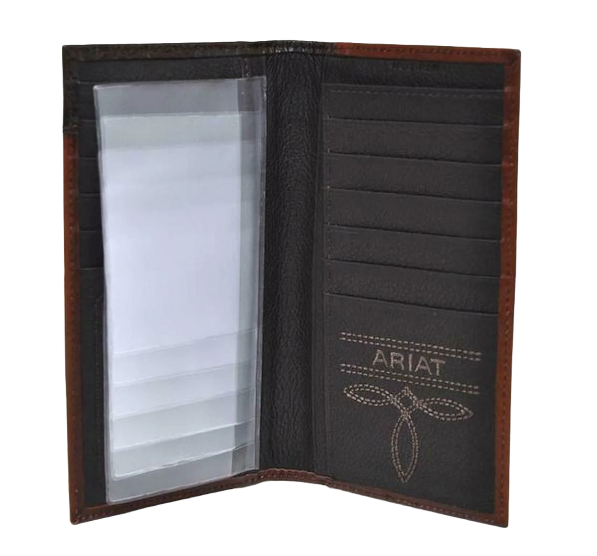 Ariat Western Rodeo Checkbook Wallet Oak Embossed Faux Gator Print A3516208