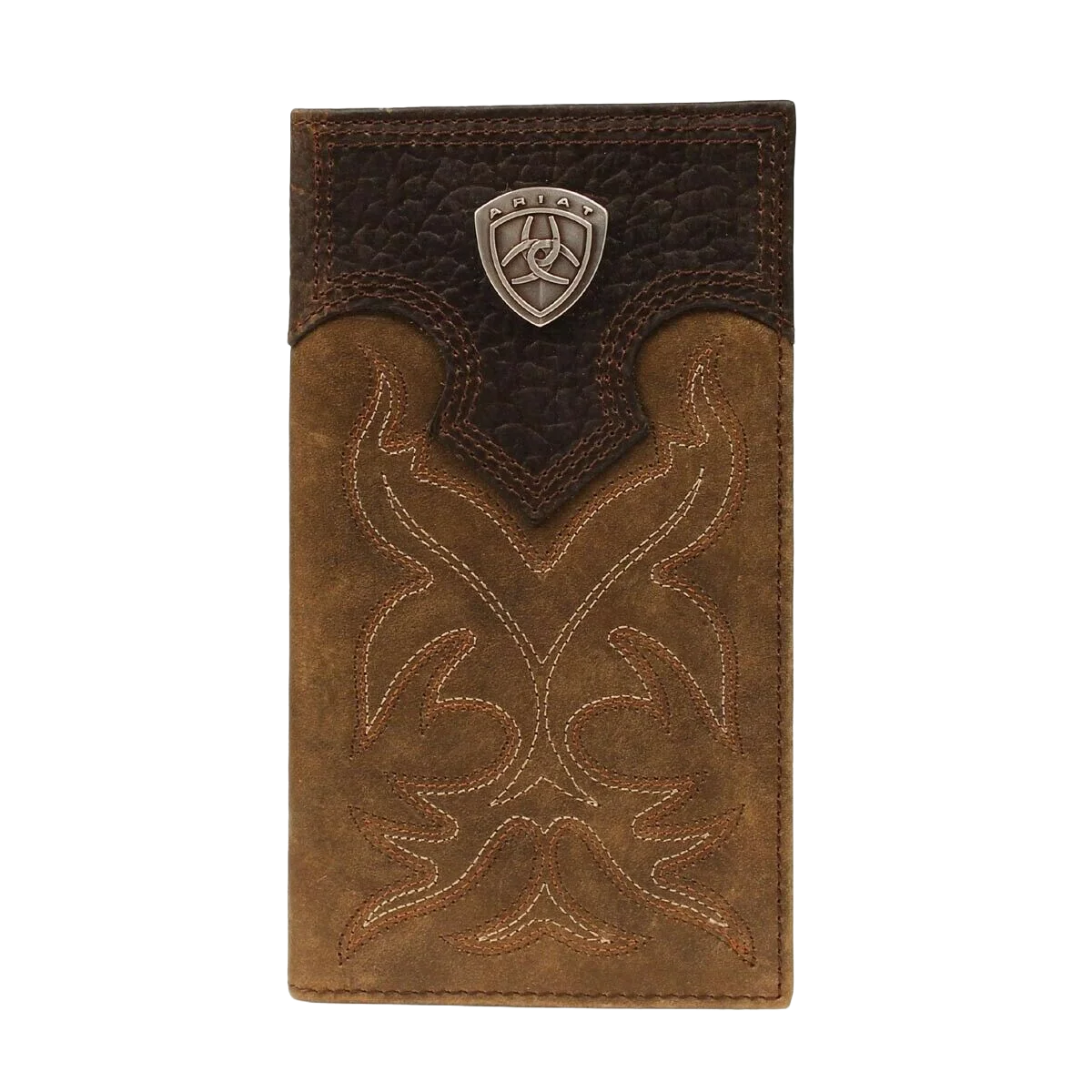 Ariat Brown Distressed Leather Rodeo Wallet with Shield Logo A3510844