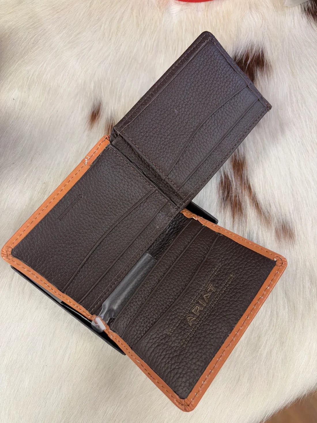 Ariat Men's Calf Hair & Basket Weave Bifold Leather Wallet A3561848