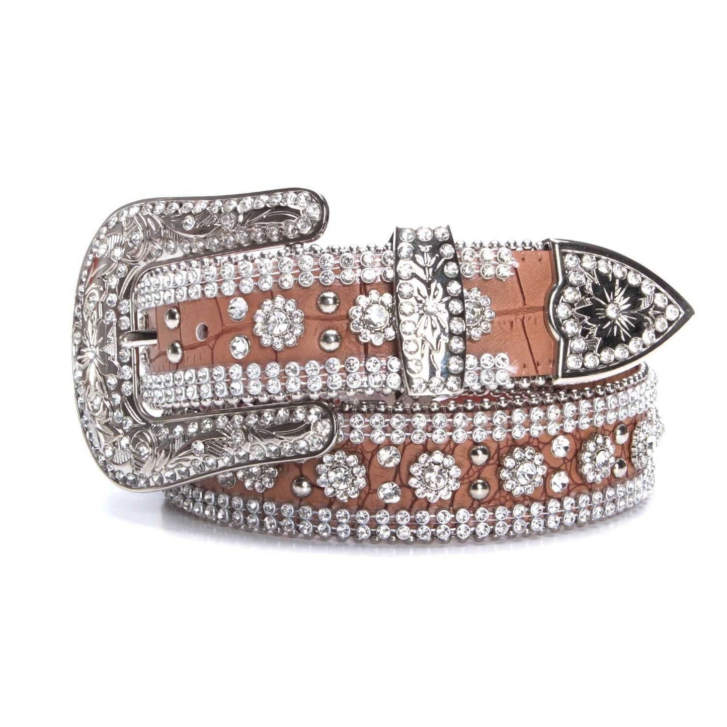 Angel Ranch Womens Crocodile Print Rhinestone Belt DA1072