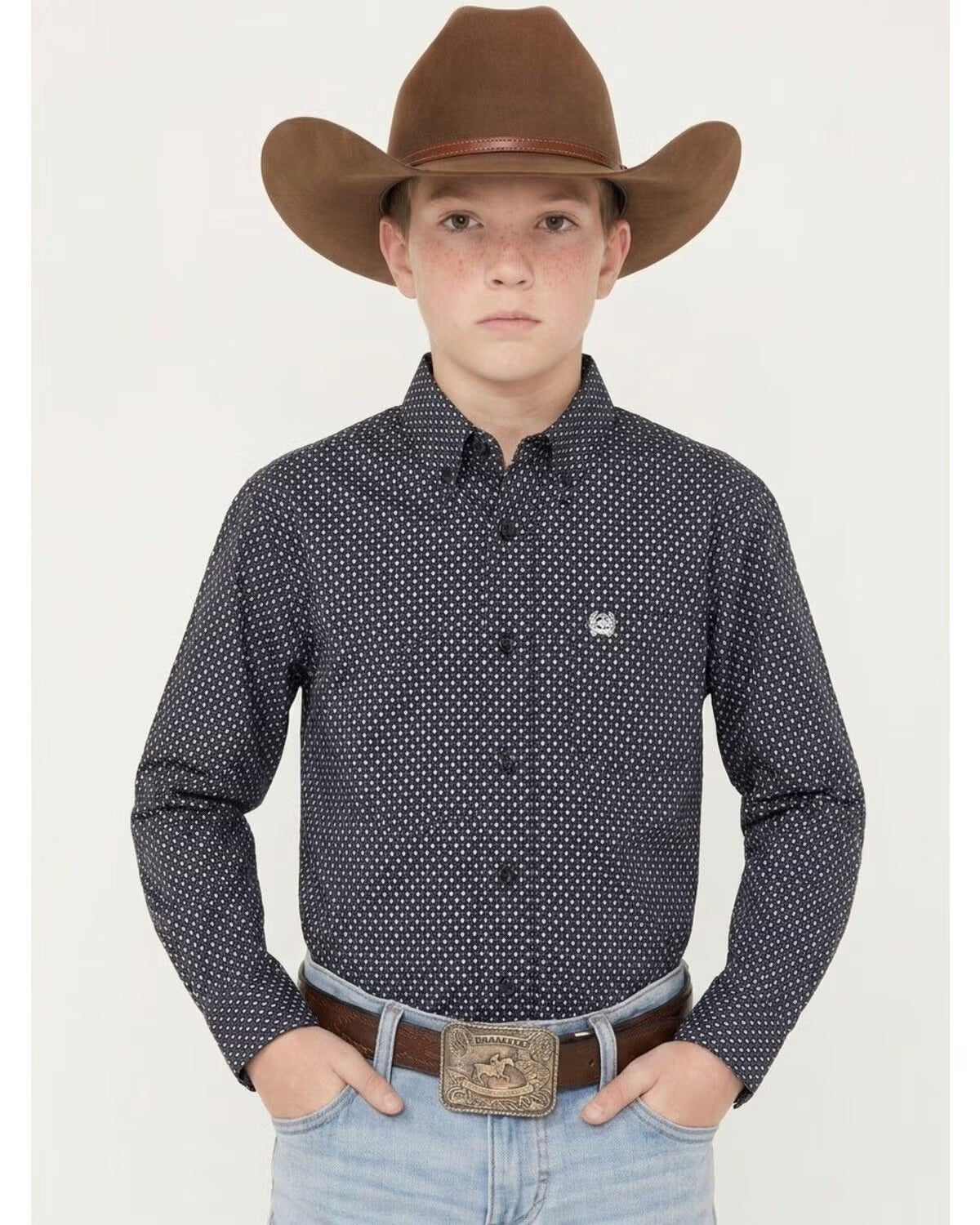 Cinch Boys Geo Print Long Sleeve Button-Down Western Shirt MTW7060429
