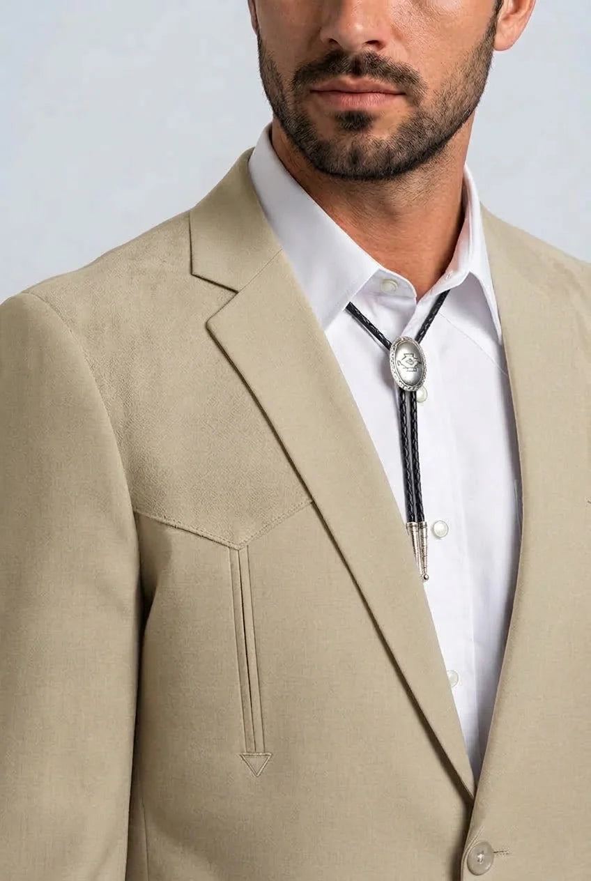 Platini Mens Winstead Tonal Yoke Khaki Suit WST11477