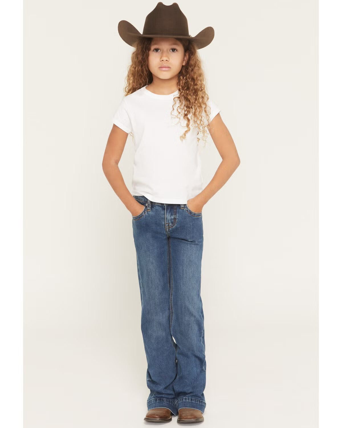 Rock and Roll Denim Girls' Medium Wash Trouser Stretch Denim Jeans