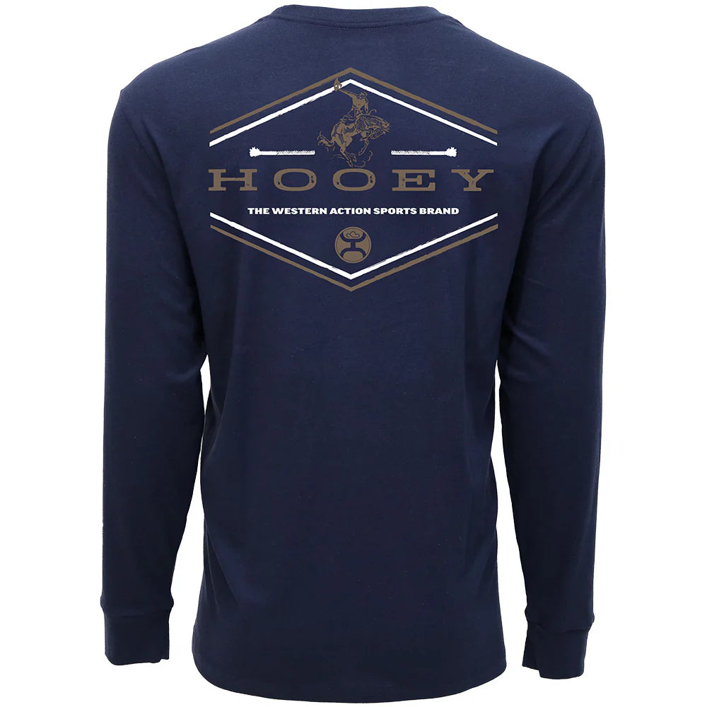 HOOEY "HOOEY ROCKS" LONG SLEEVE T-SHIRT NAVY W/BROWN & WHITE LOGO