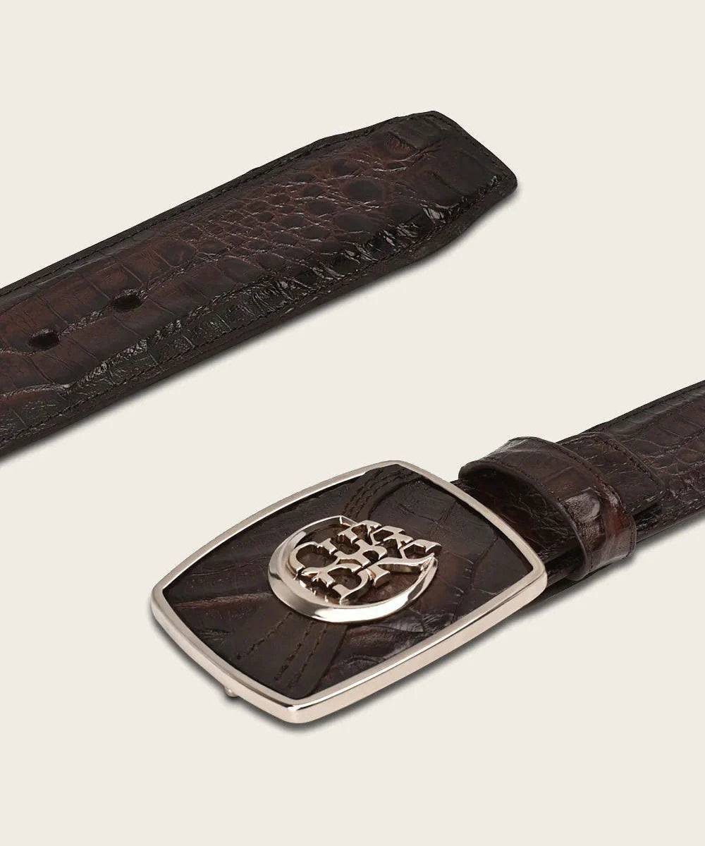 Cuadra Men's Chocolate Caiman Western Leather Belt BC308