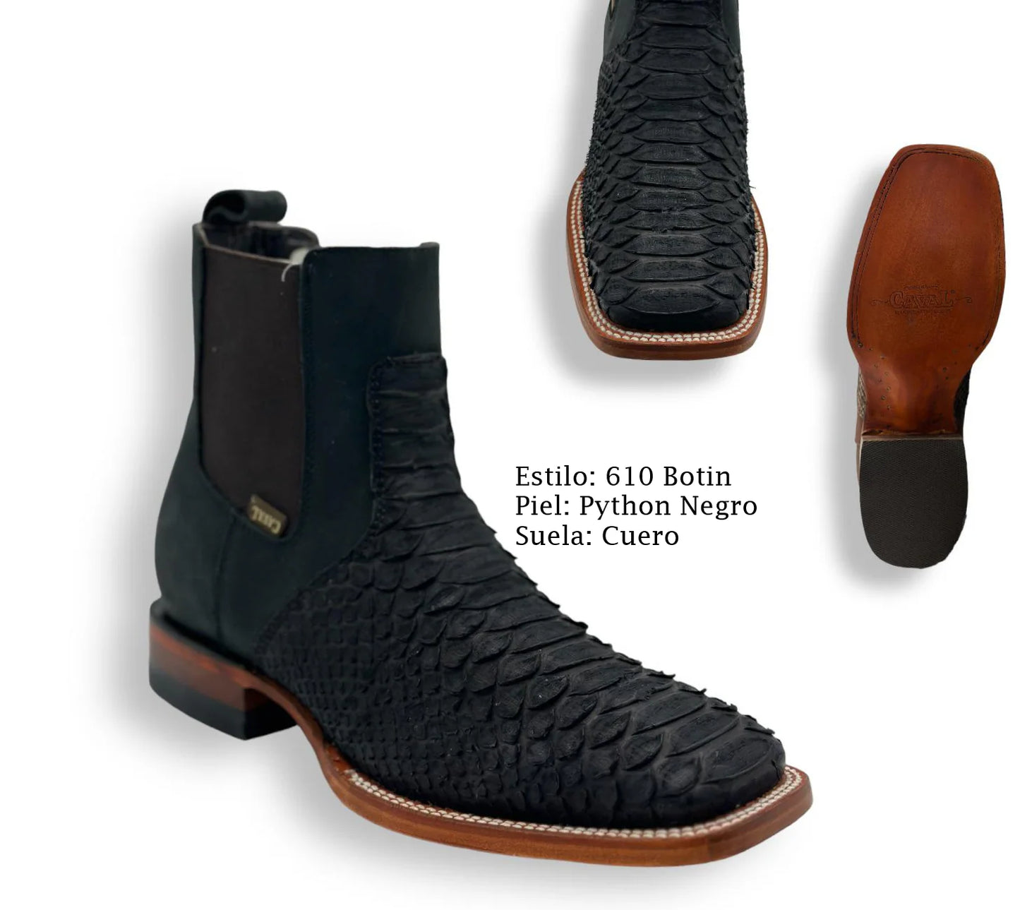 Caval Men’s Black Original Phyton Botin 1010BLACK